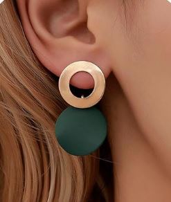 Brincos de Argola Dourados e Verdes